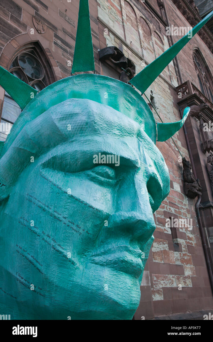 SWITZERLAND, BASEL Fasnacht Carnival Statue of Liberty Parade Float