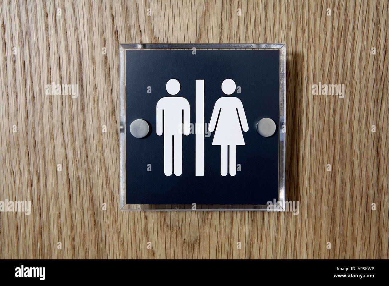 Toilet door sign for men and women unisex washroom Stock Photo