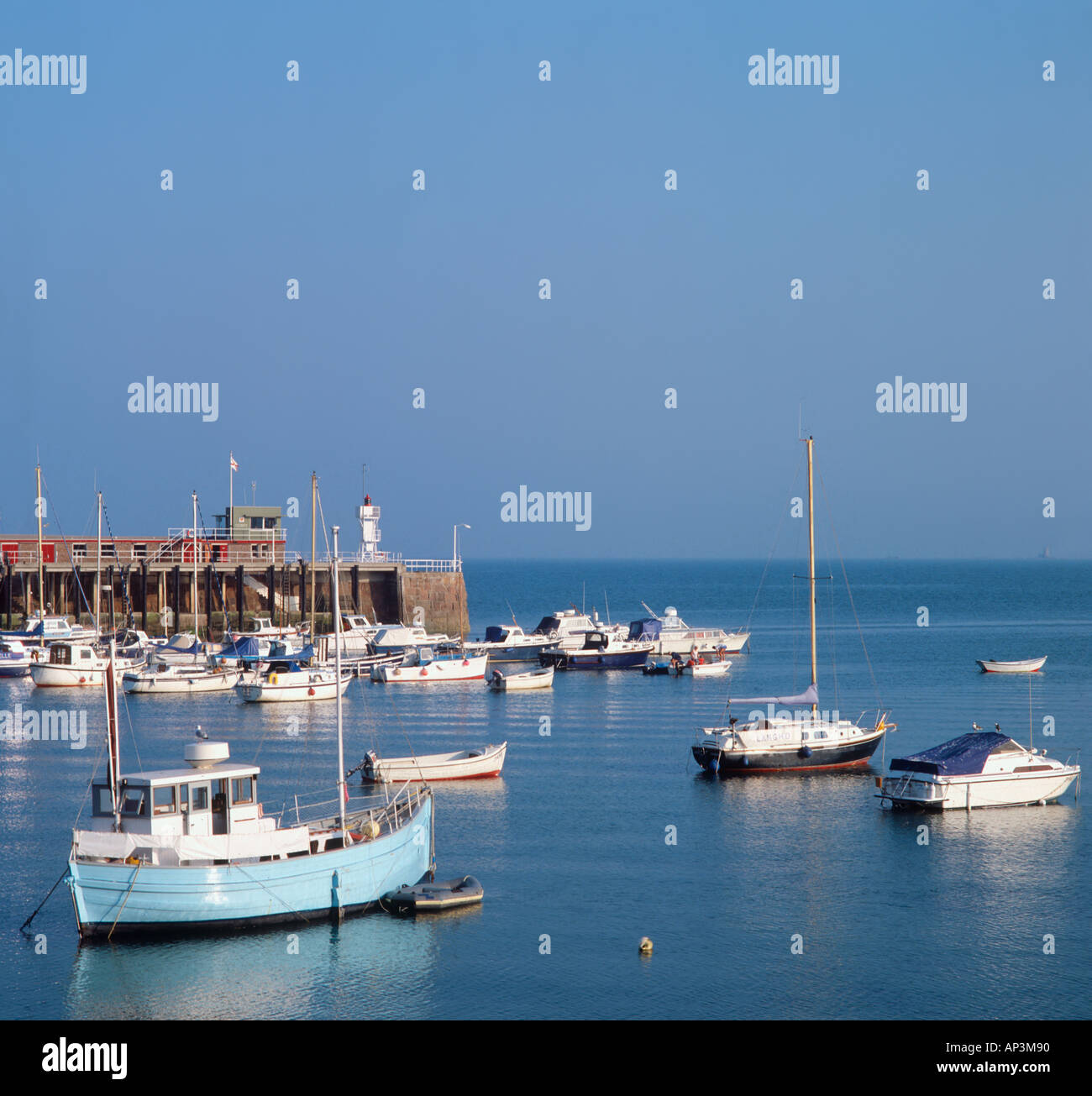Gorey Harbour in the late afternoon, Jersey, Channel Islands, United Kingdom Stock Photo