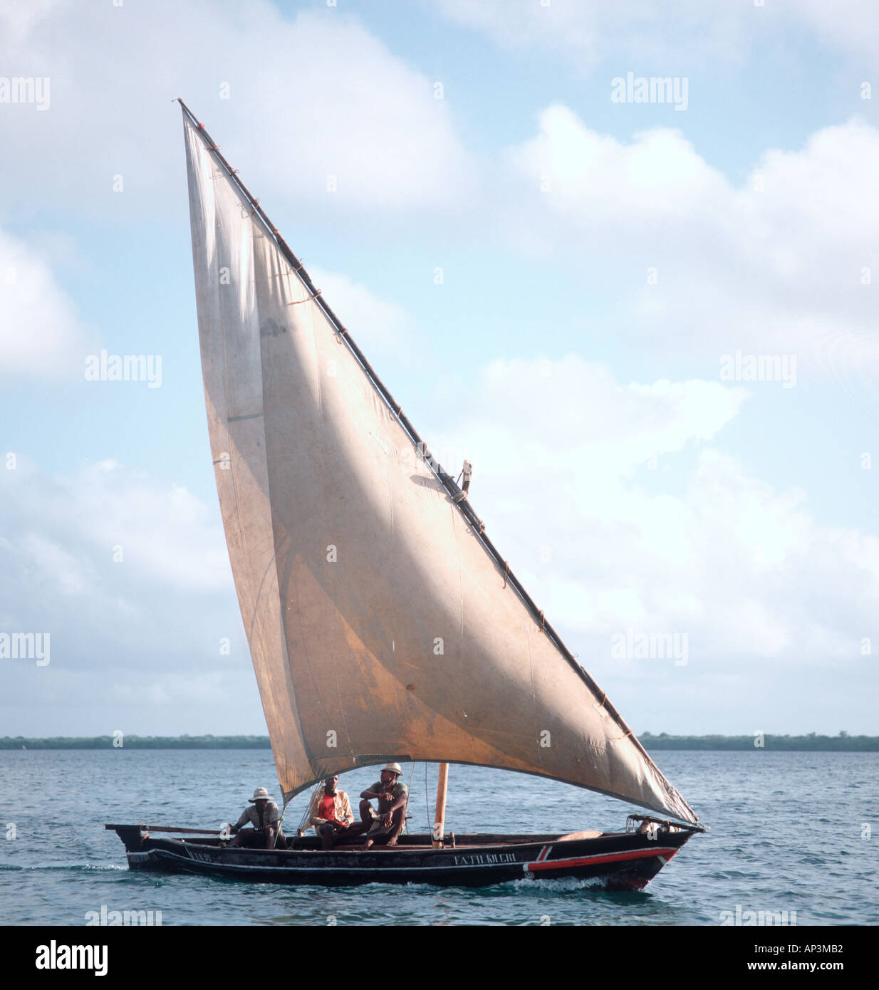 Arab Dhow off Lamu Island, North Coast, Kenya, East Africa Stock Photo