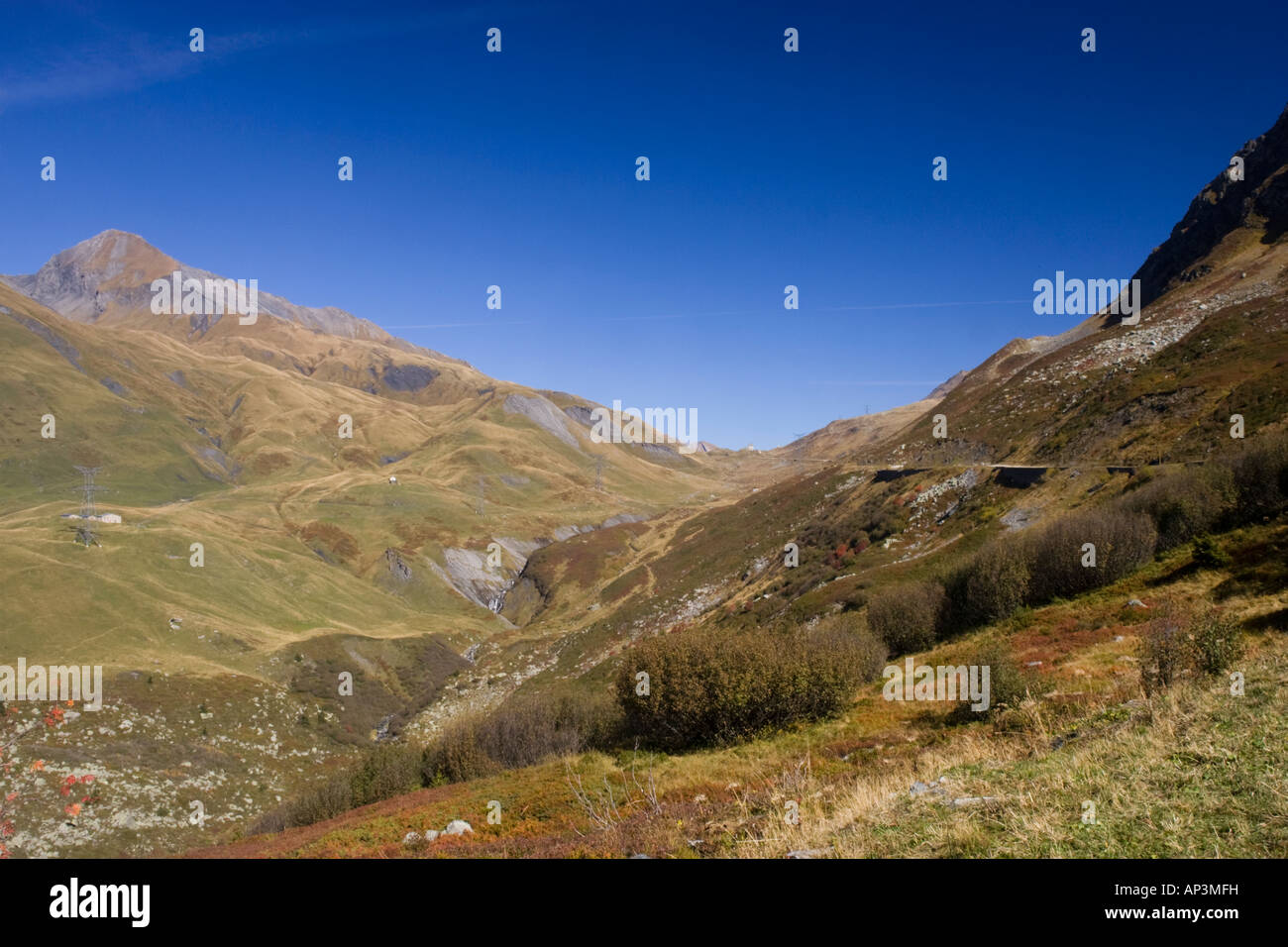 Valley towards Col du Petit St Bernard Stock Photo