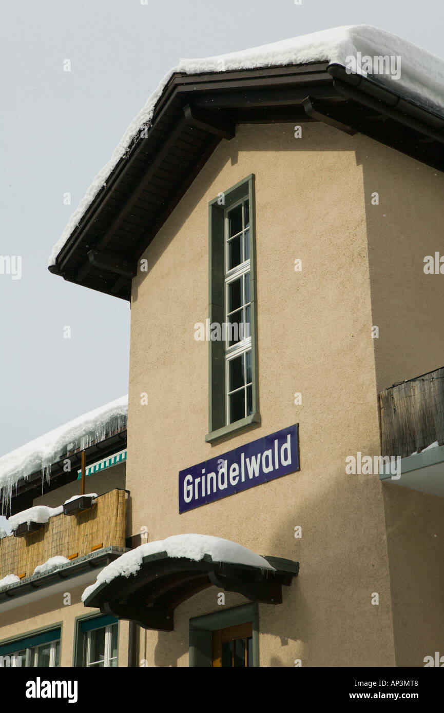 SWITZERLAND, Bern, GRINDELWALD Grindelwald Train Station / Winter