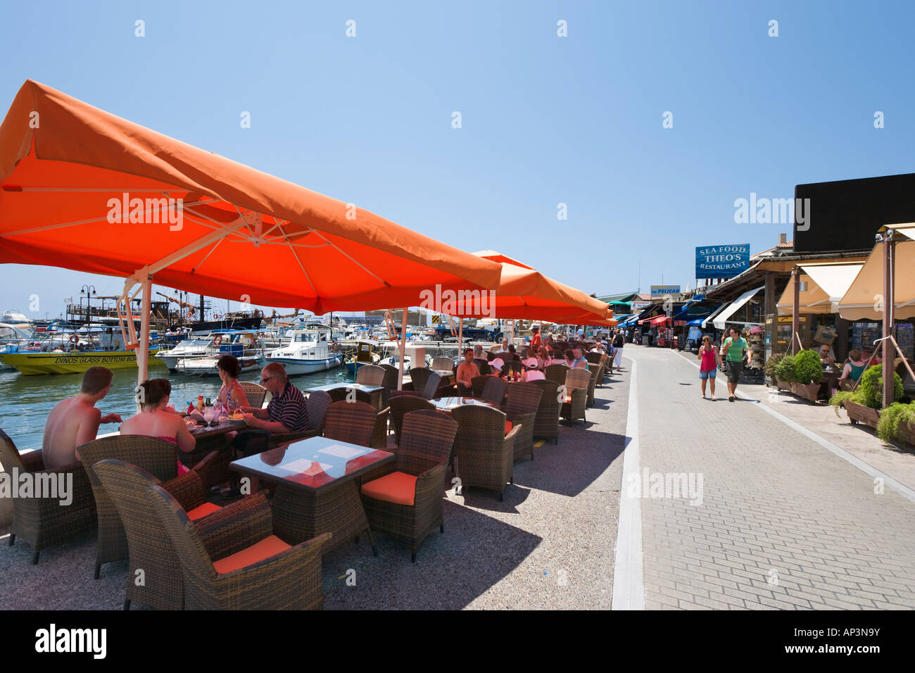Harbourfront Shops and Restaurants, Paphos, West Coast, Cyprus Stock Photo