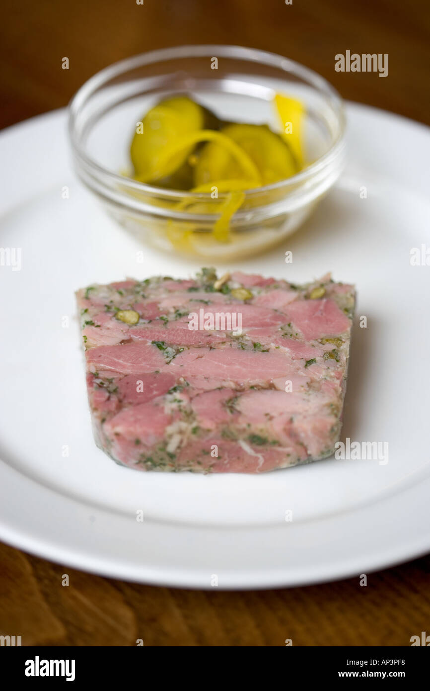 Terrine Of Ham With Parsley And Pickled Cucumber At St John Bread And Stock Photo Alamy