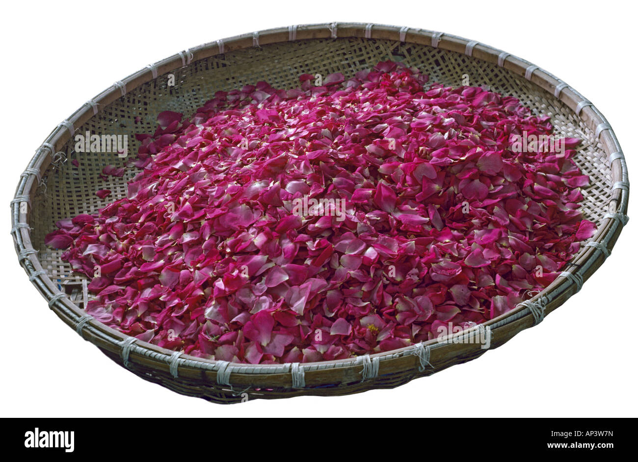 Rose petals in tray for rose wine Mei gui Khotan China Stock Photo