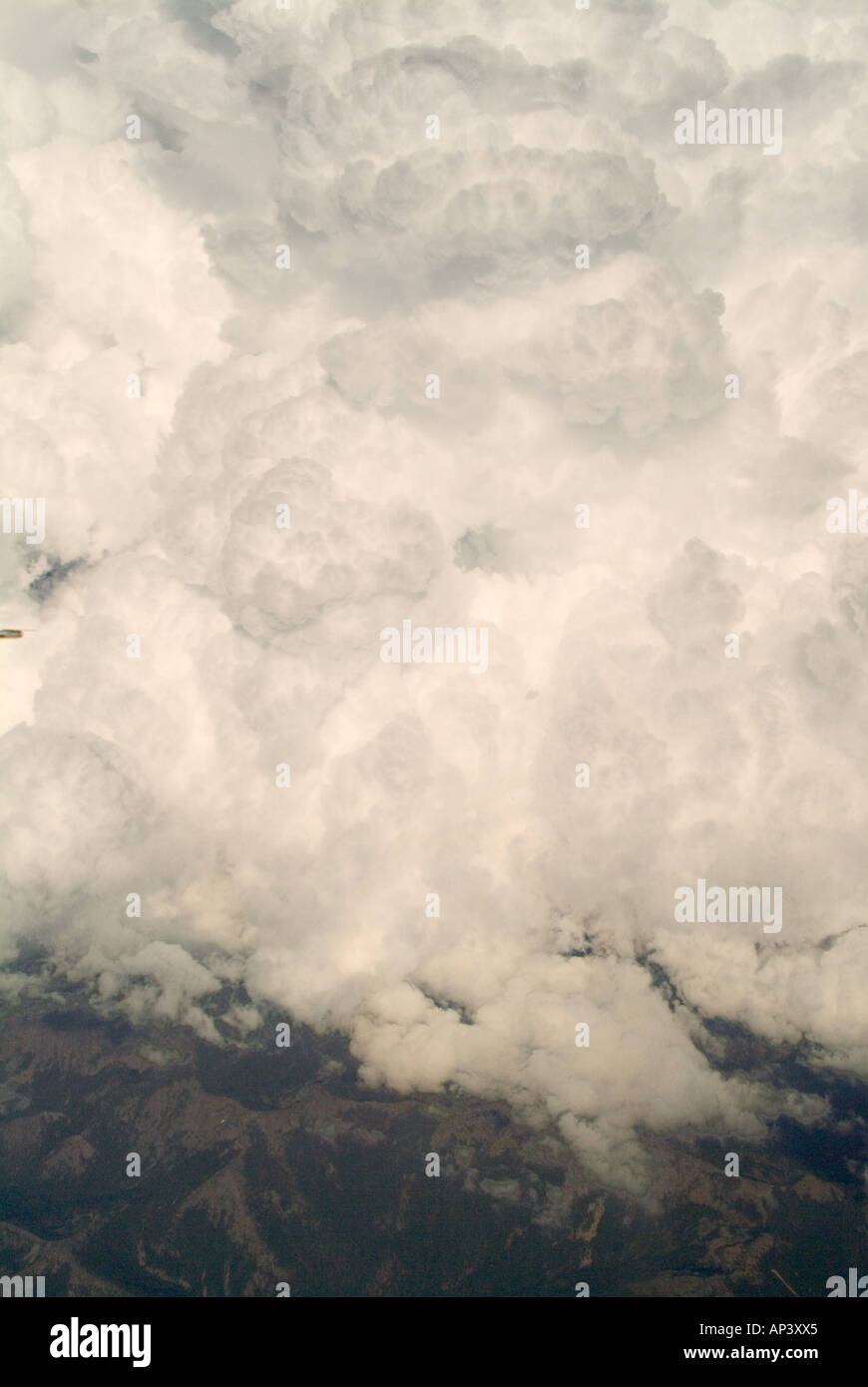 An aerial view of high reaching Cumulonimbus and cumulus clouds Stock ...