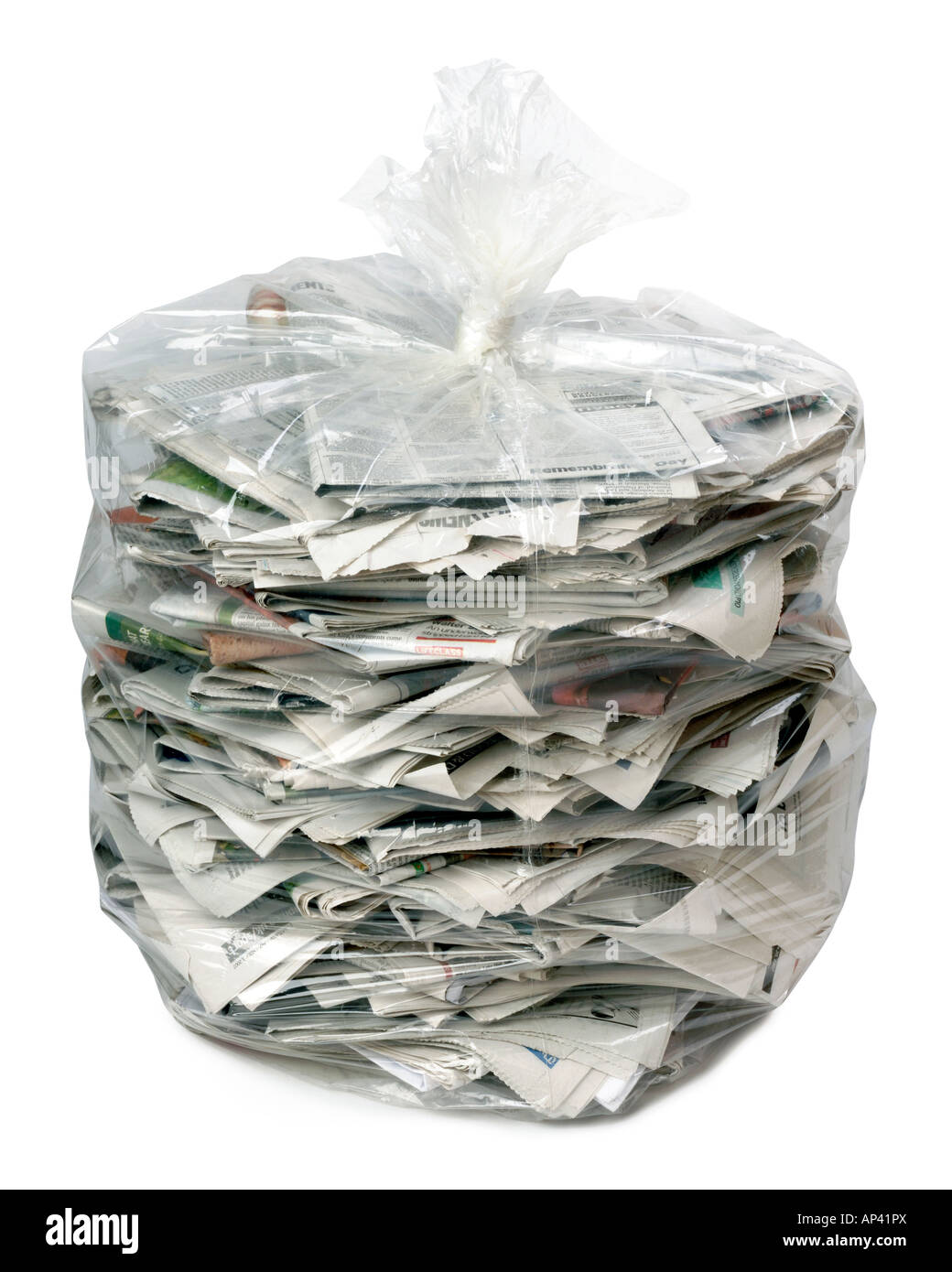 Plastic bag of recycle paper Stock Photo
