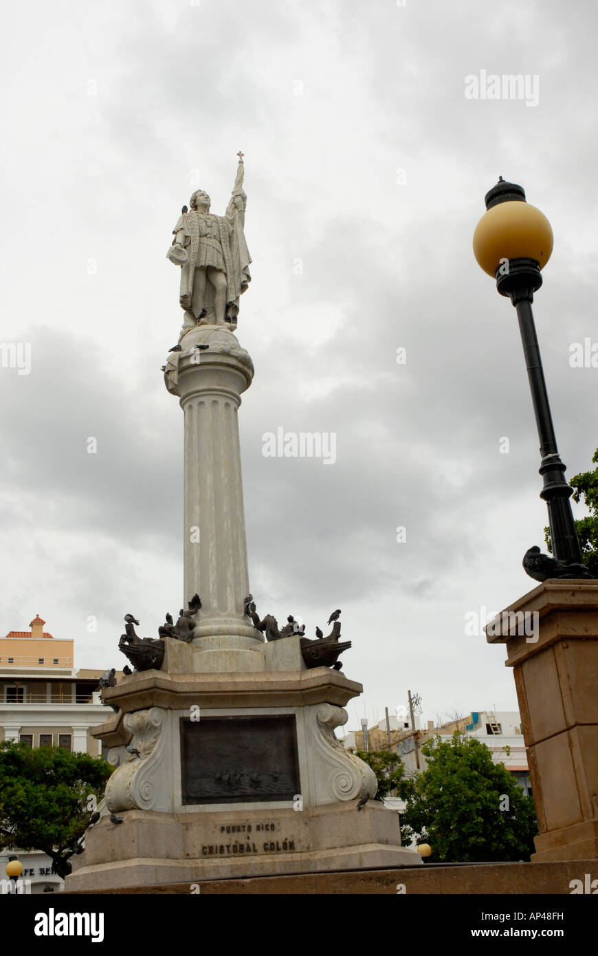 Plaza de Colon Cristobal Colon Statue Old San Juan Puerto Rico Stock