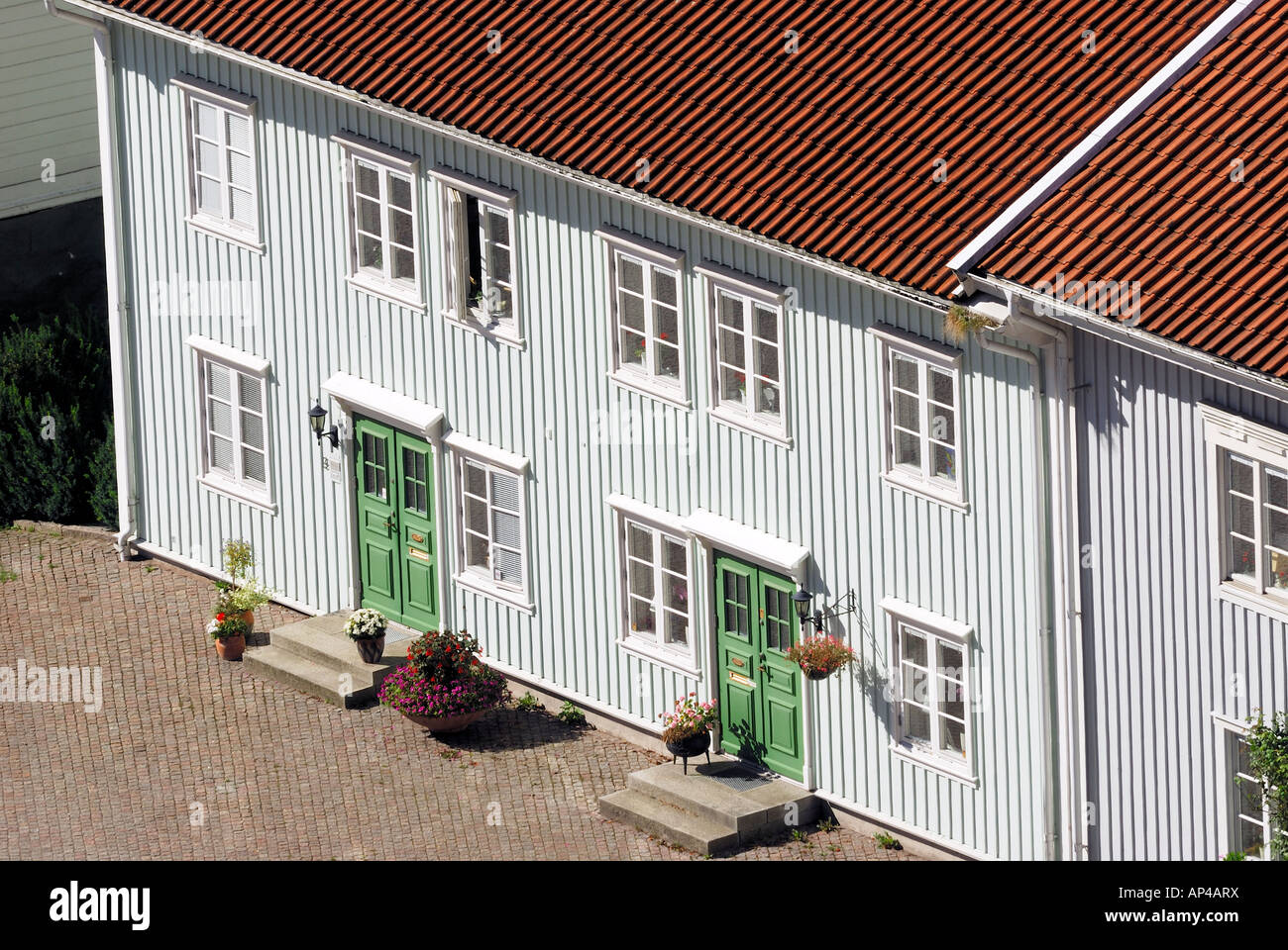 High angle view of houses, Kungälv, Sweden Stock Photo
