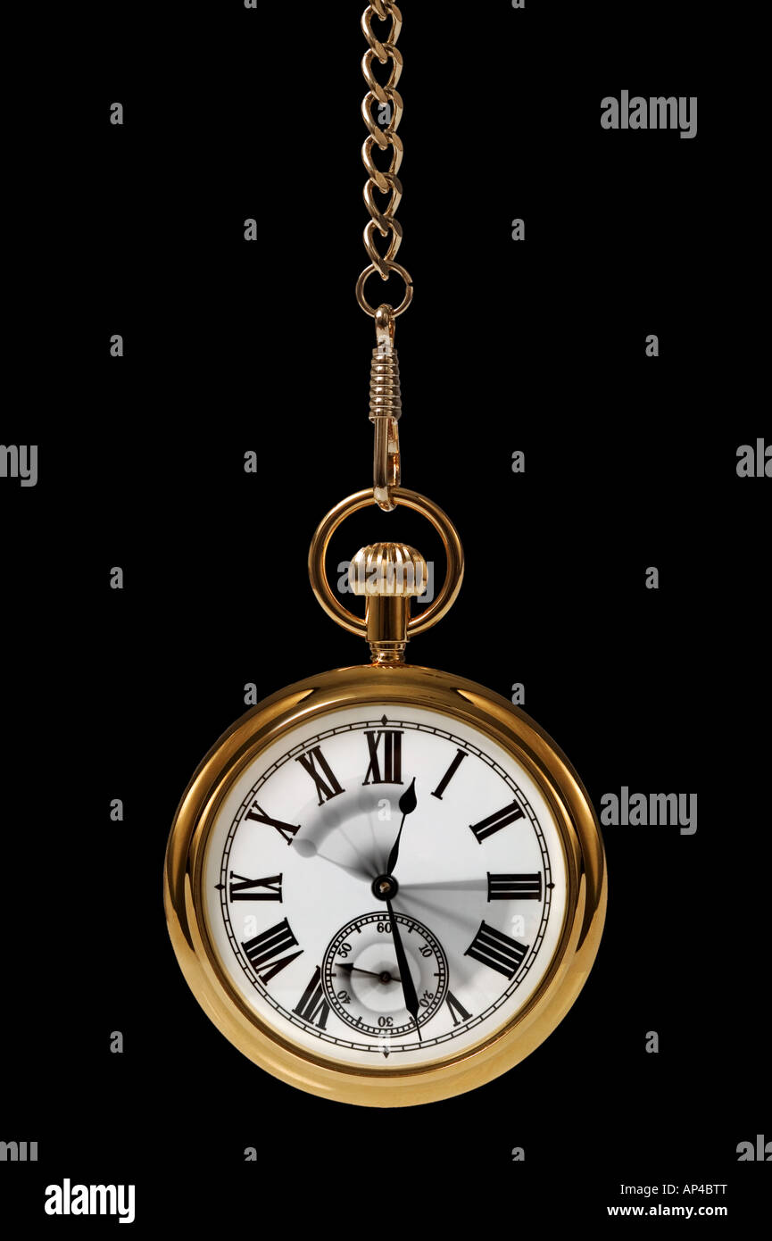 Gold pocket watch with motion blur on the hands to convey the passing