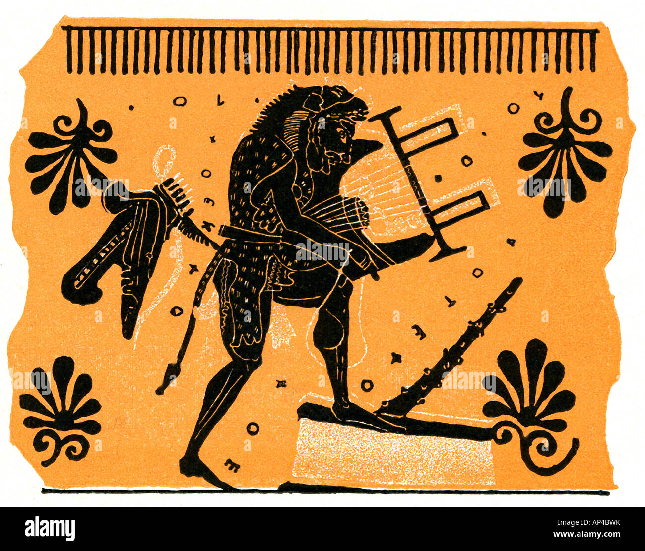 Heracles Playing the lyre Stock Photo