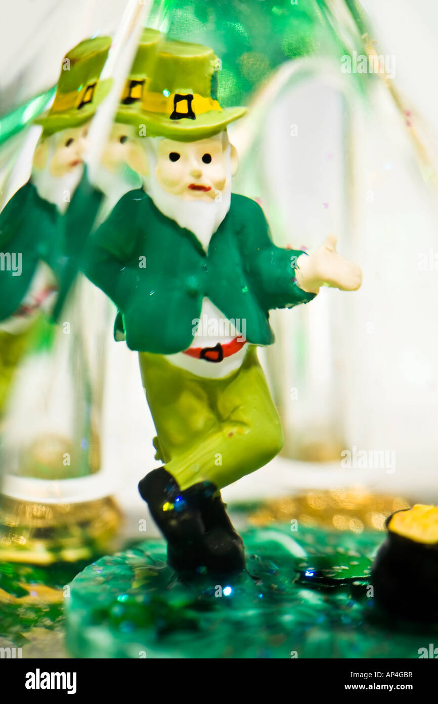 Souvenir of Ireland featuring a leprechaun and his pot of gold Stock Photo