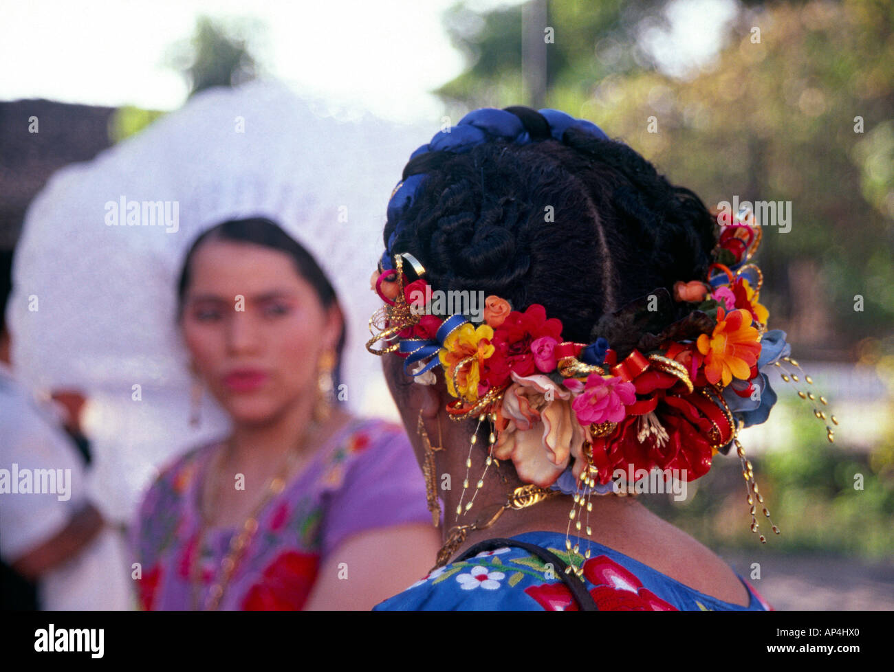 Mexico, Oaxaca, Juchitan. During the traditional velas in the Tehuantepec Isthmus the Juchitecas Stock Photo