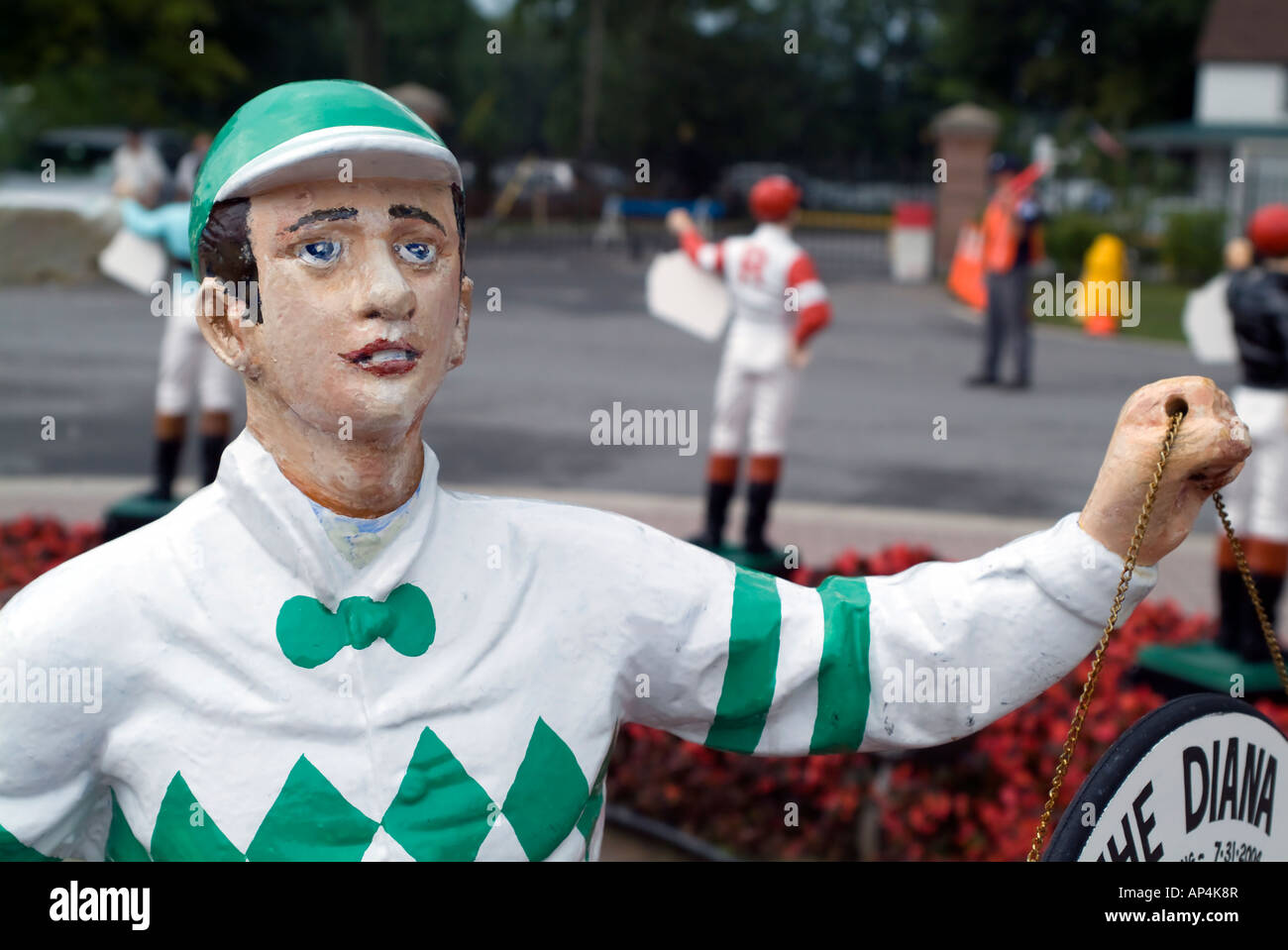 One of a circle of Lawn Jockeys in Saratoga Stock Photo Alamy