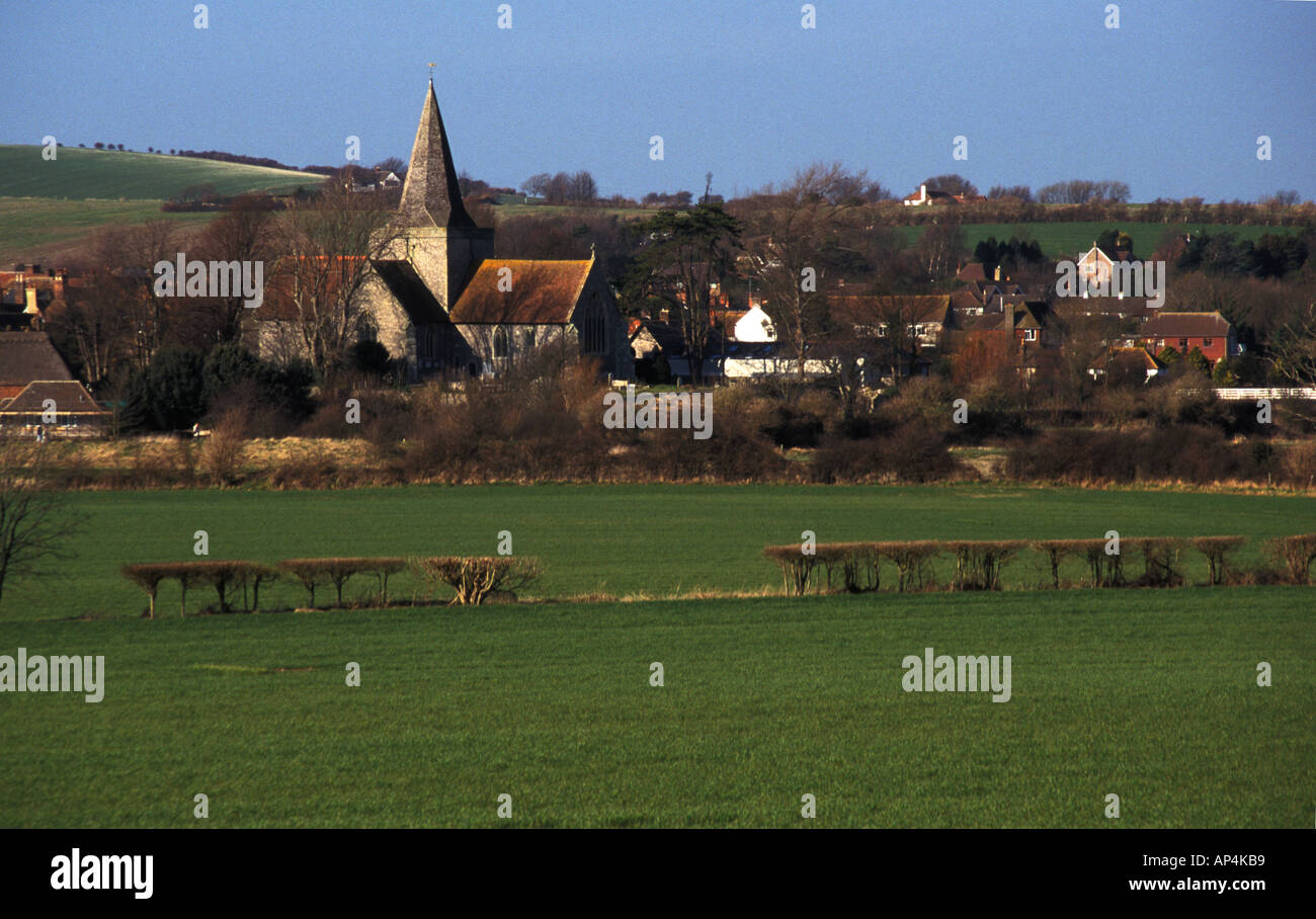 Alfriston Sussex village with a church steeple Stock Photo Alamy
