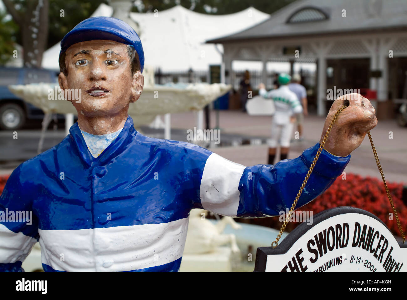 One of a circle of Lawn Jockeys in Saratoga Stock Photo