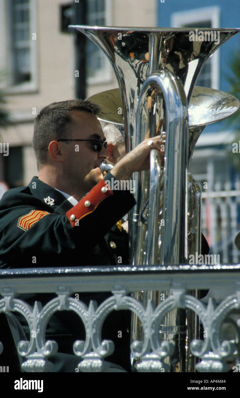 Man playing a wind instrument in the Bandstand Cobh County Cork Ireland