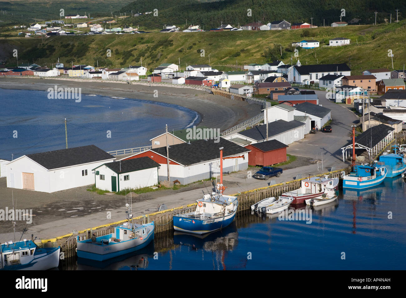 The fishing village of Trout River in Gros Morne National Park, Newfoundland, Canada Stock Photo