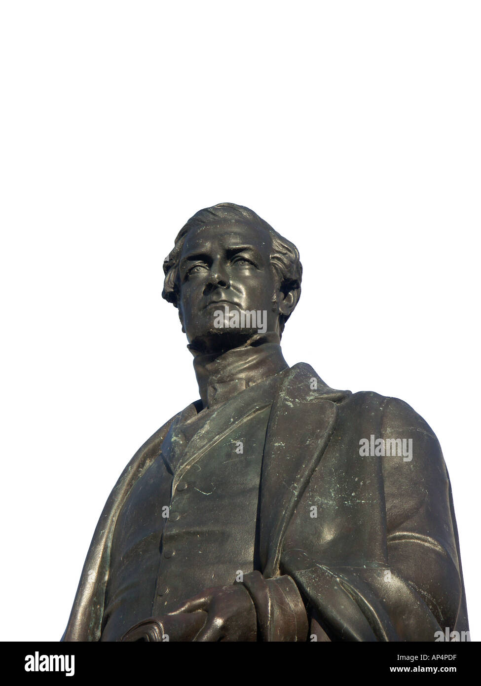 Sir Robert Peel Statue in Tamworth Staffordshire-White background Stock Photo