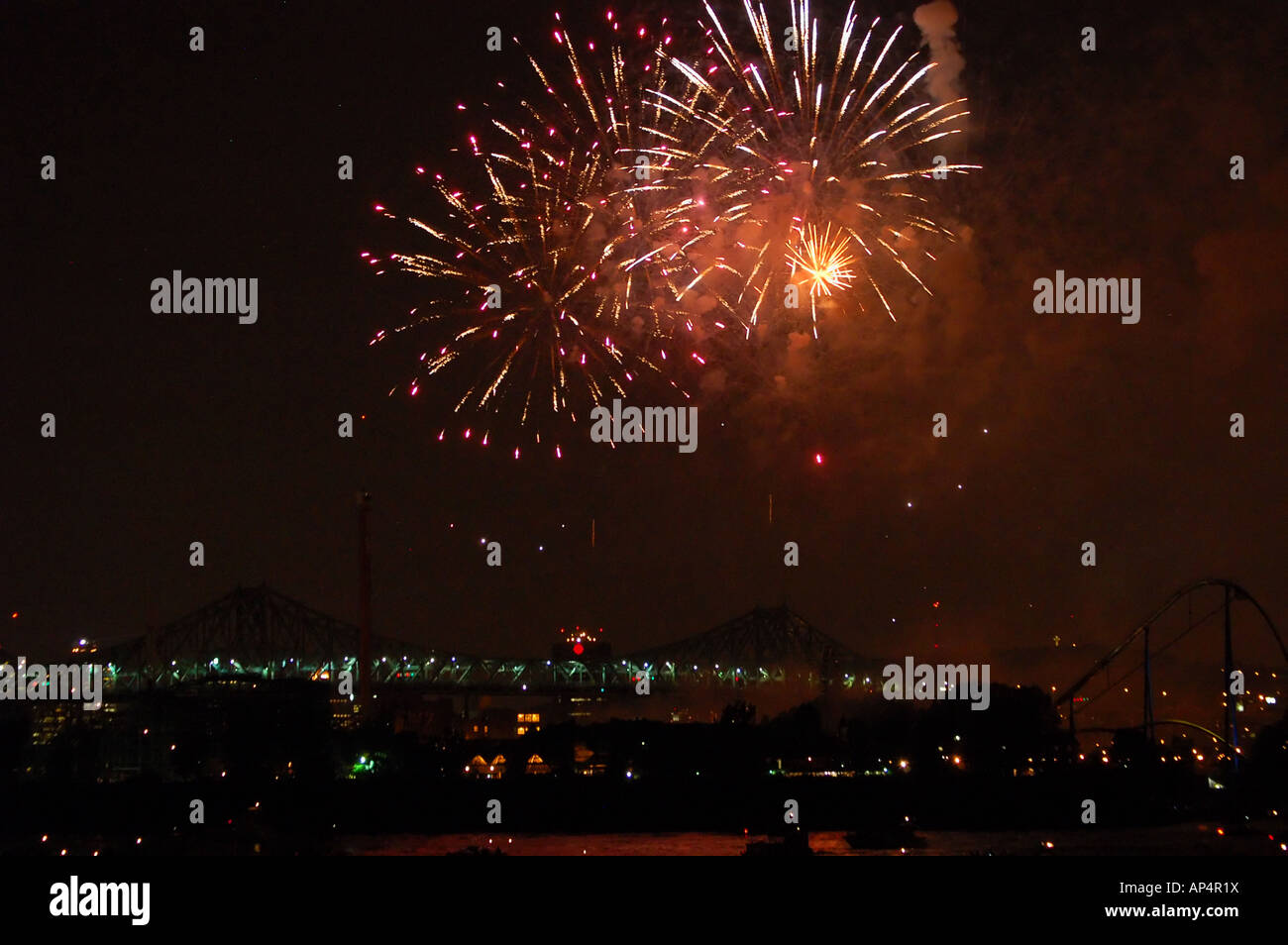 Fireworks over Montreal Stock Photo Alamy