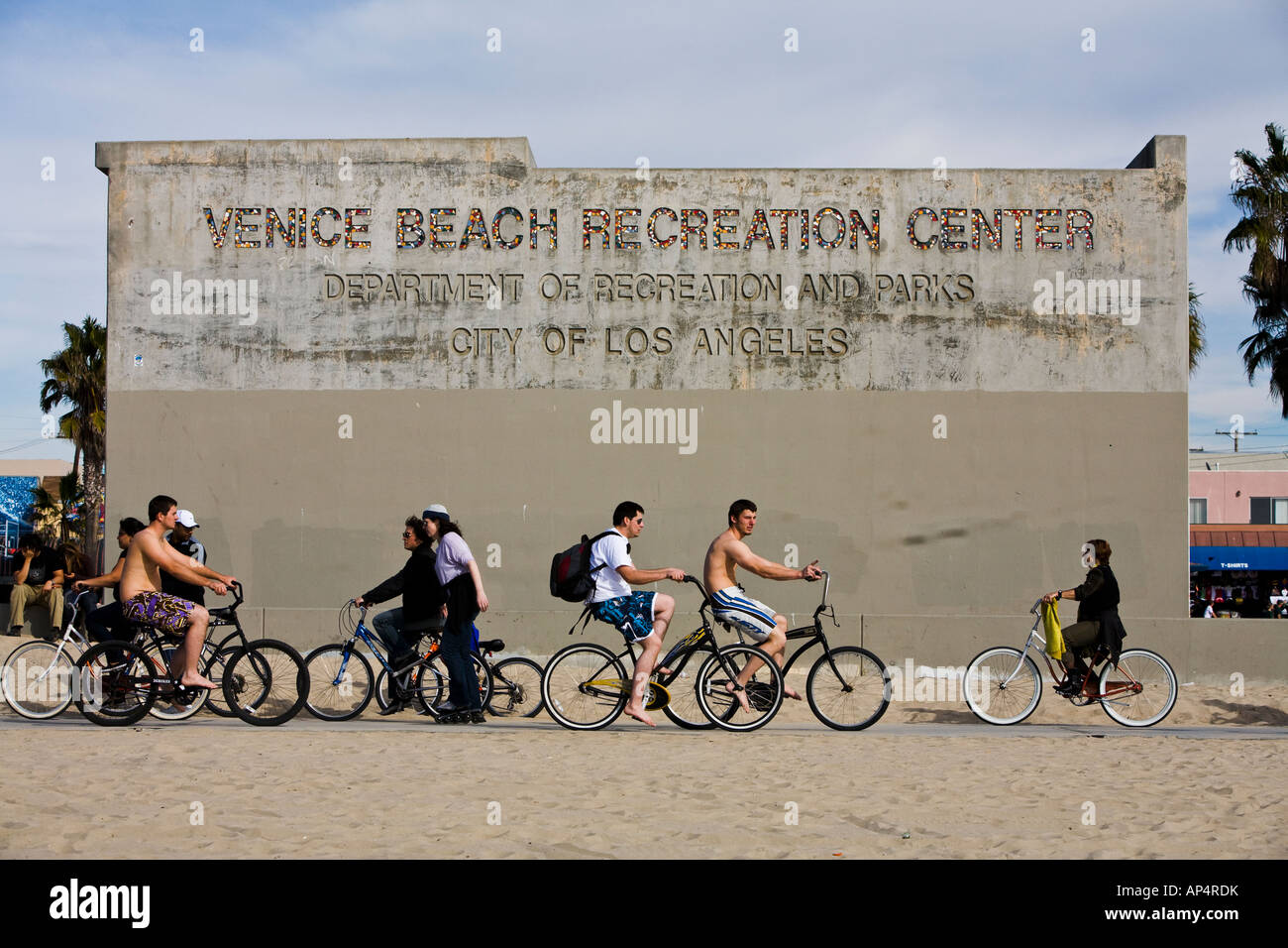 A bicycle traffic jam Venice Beach California United States of America