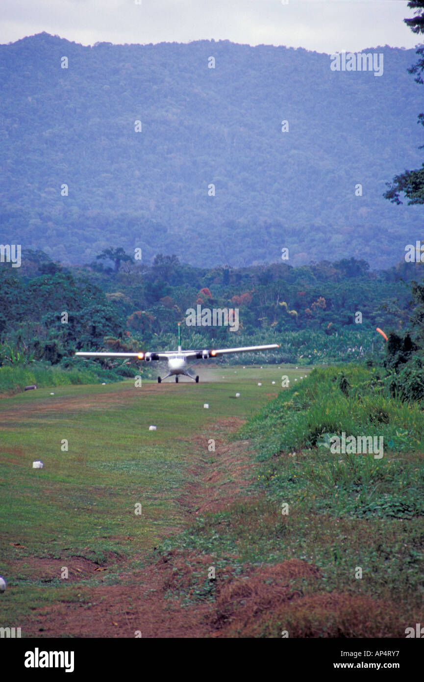 Central America, Panama, Cana, Darien National Park. Ancon Field Station-Grass airstrip allows visitors to access remote reserve Stock Photo
