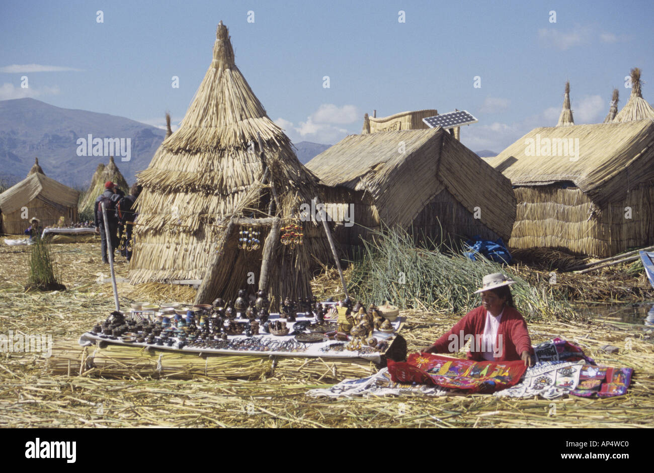 floating reed island, Lake titicaca, Bolivia Stock Photo Alamy