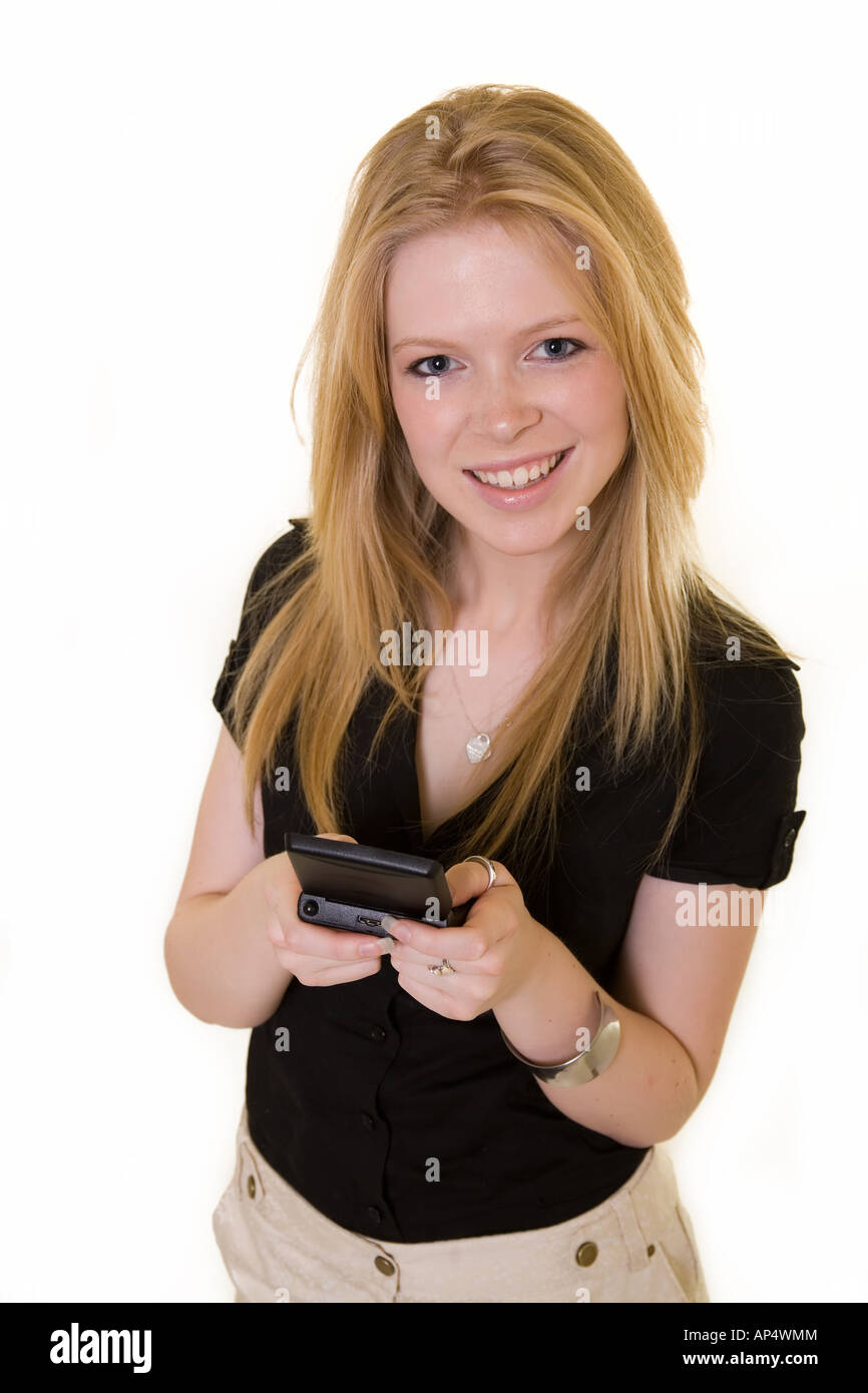 Woman texting Stock Photo