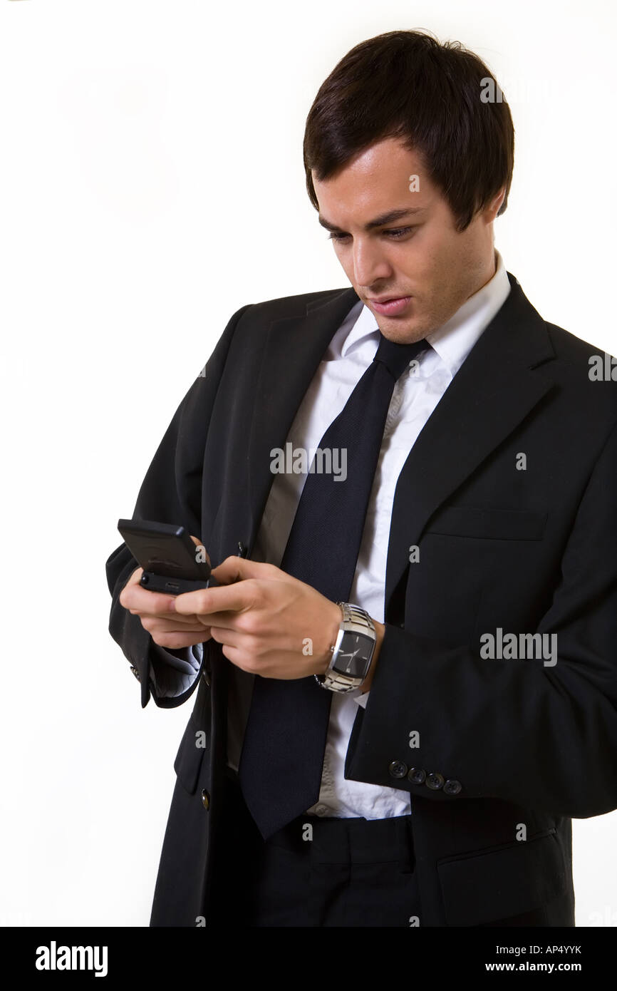 Business man text messaging Stock Photo