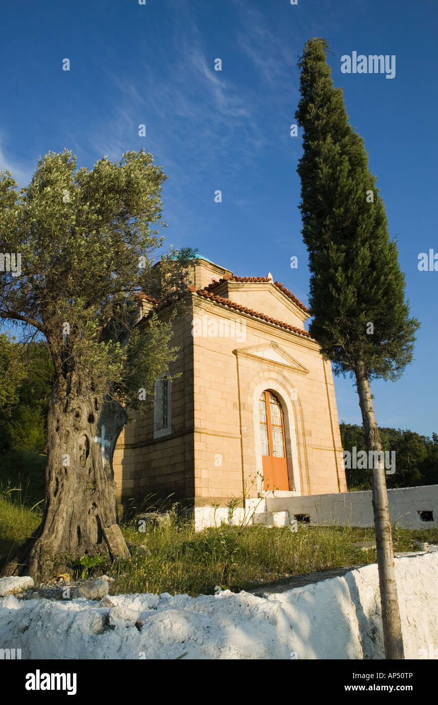 GREECE, Northeastern Aegean Islands, SAMOS, Mitilini: Agios Triados Monastery / Chapel Stock Photo