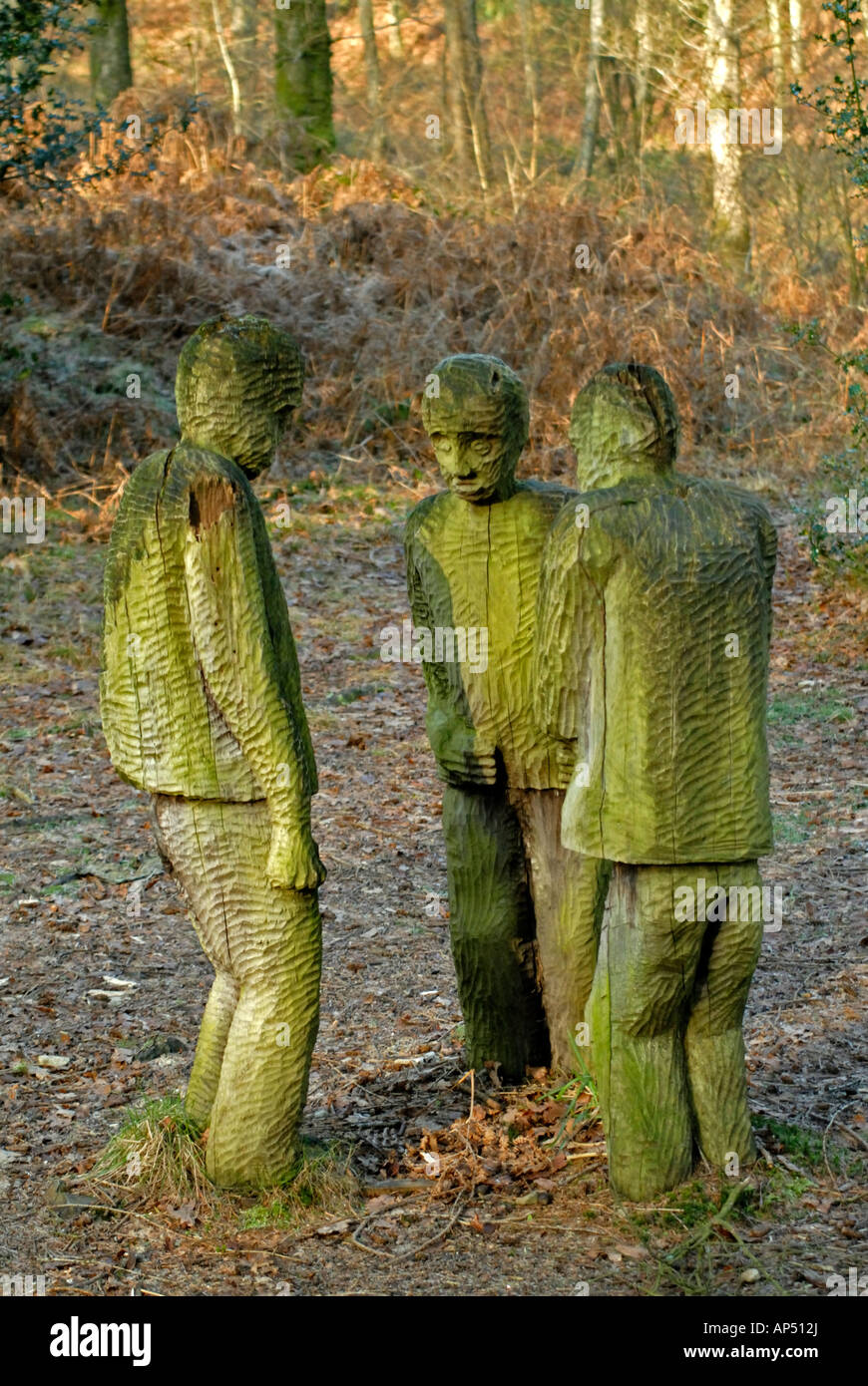 ' Private Meeting ' . Outdoor sculpture by Robert Koenig 1981 . Grizedale Forest Park, Lake District National Park , Cumbria. Stock Photo