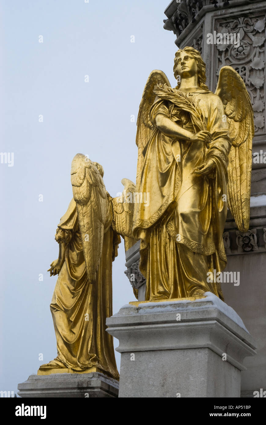 Angel statues outside the Cathedral of the Assumption of the Blessed Virgin Mary, Zagreb, Croatia Stock Photo