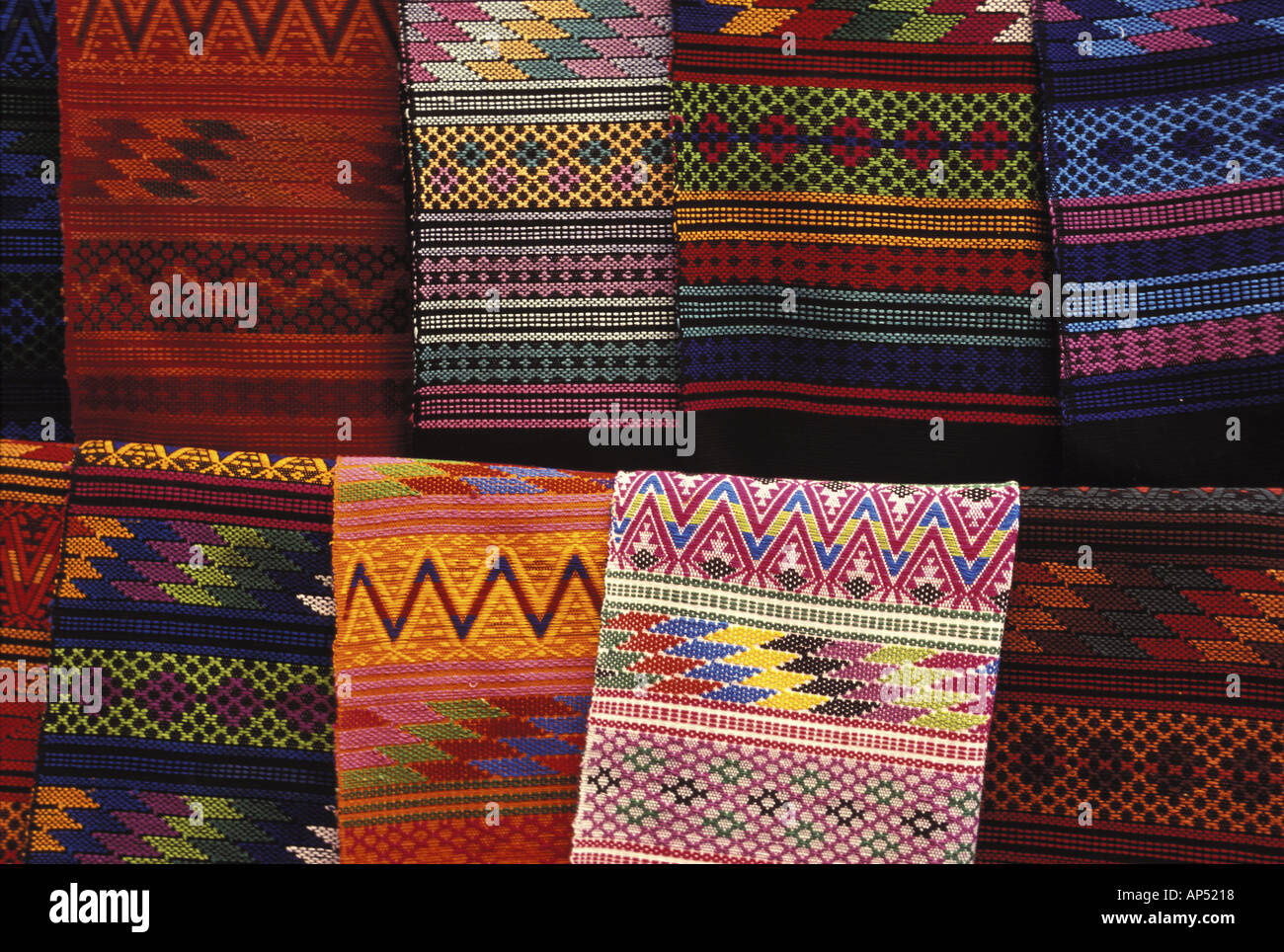 Guatemala Quiché Province Chichicastenango Traditional Textiles Stock
