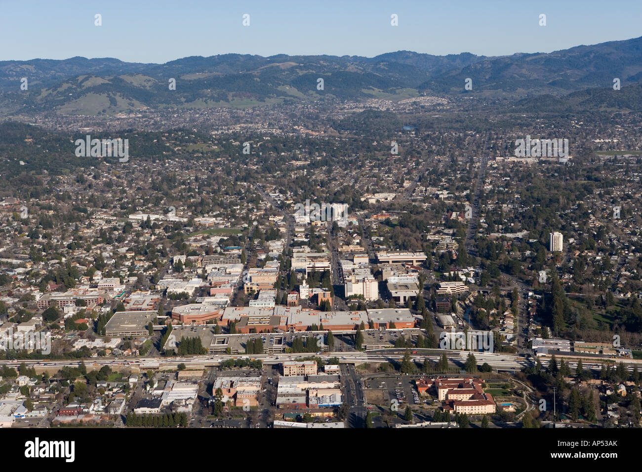 Aerial View Above Santa Rosa California County Seat Of Sonoma County