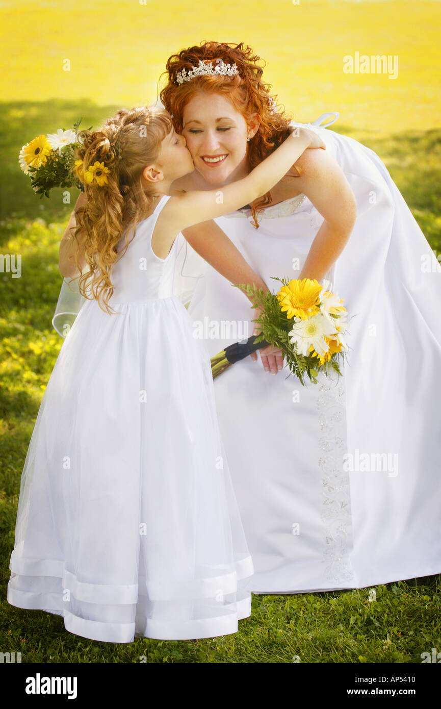 Kiss from the flowergirl Stock Photo