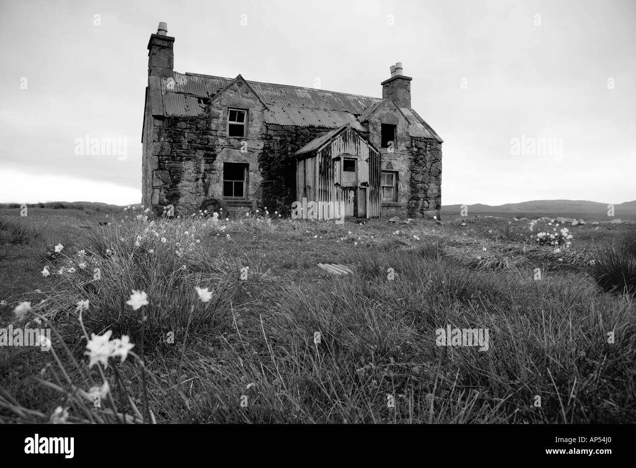 Abandoned Stone House Isle Of Lewis Western Isles Scotland UK Stock