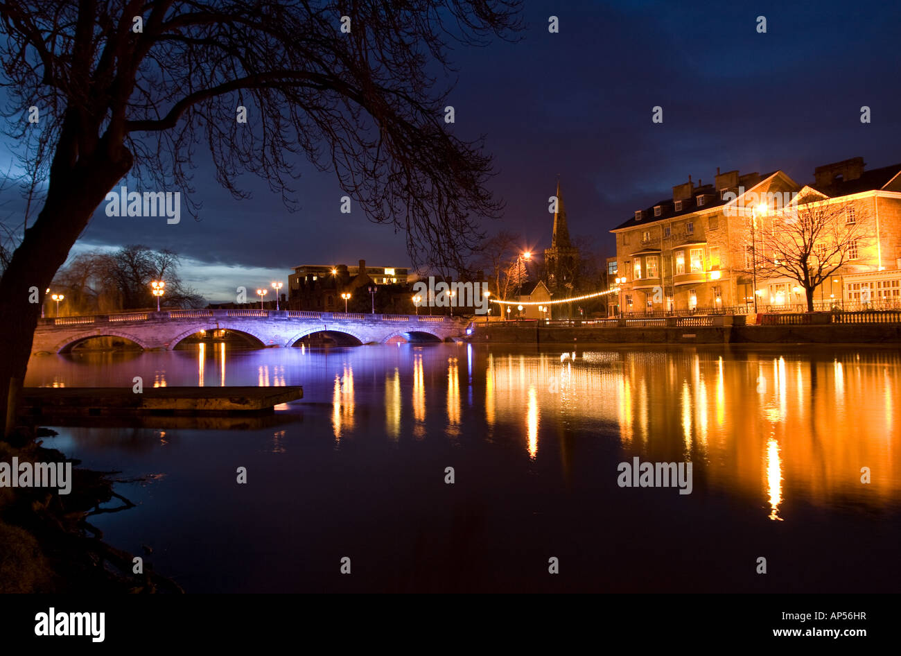 bedford town bridge at dusk Stock Photo - Alamy