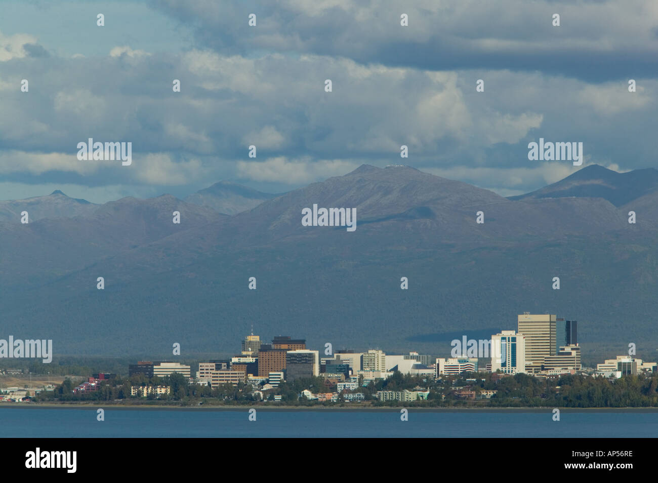 USA, ALASKA, ANCHORAGE Anchorage Skyline / Daytme from Point Woronzoff