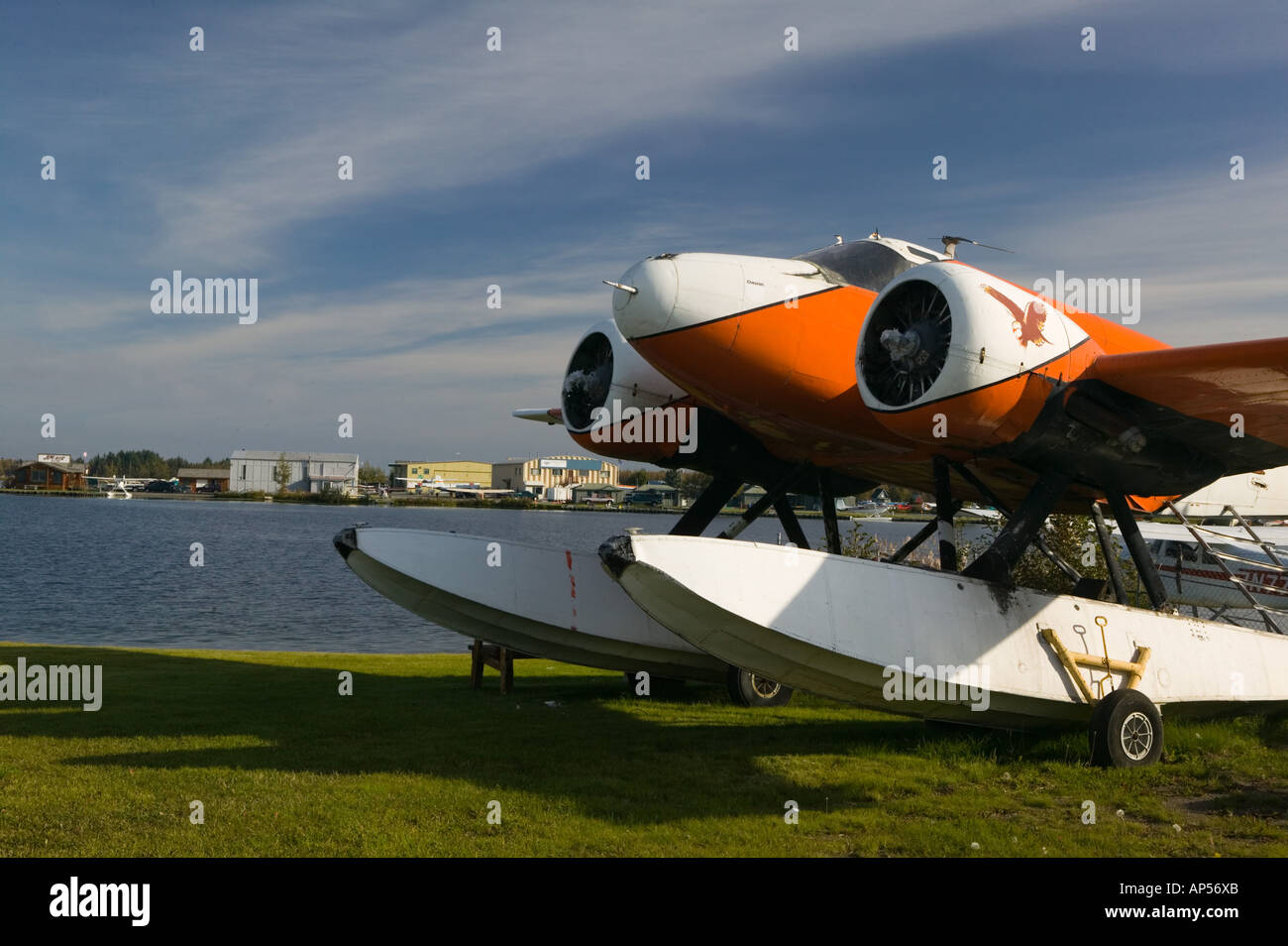 USA, ALASKA, ANCHORAGE: Lake Hood Air Harbor, Alaska Aviation Heritage Museum; Old Bush Floatplane; Stock Photo