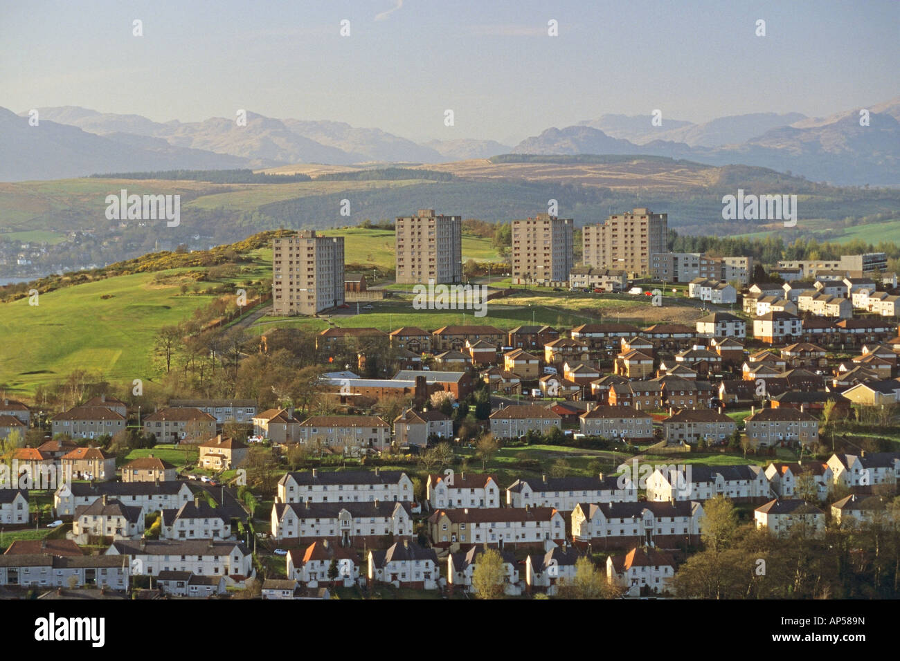 Bow Farm Estate Lyle Hill Greenock and the Argyll Hills Stock Photo Alamy