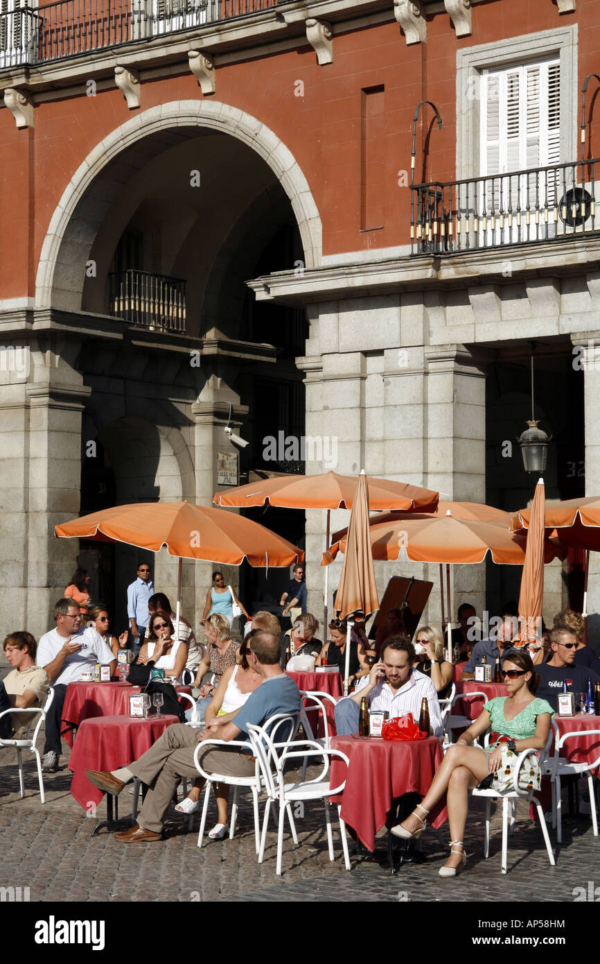 Outdoor cafe, Plaza Mayor, Madrid, Spain Stock Photo Alamy