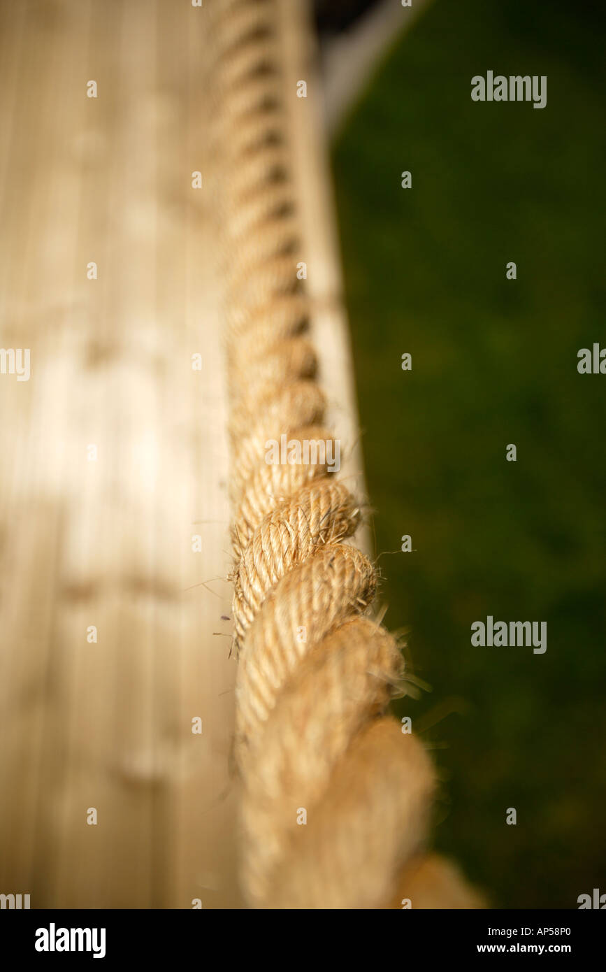 Rope Handrail On Decking Stock Photo - Alamy