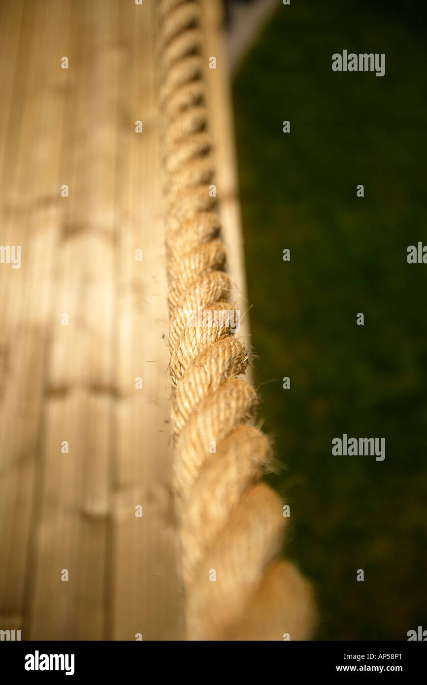 Rope Handrail On Decking Stock Photo - Alamy