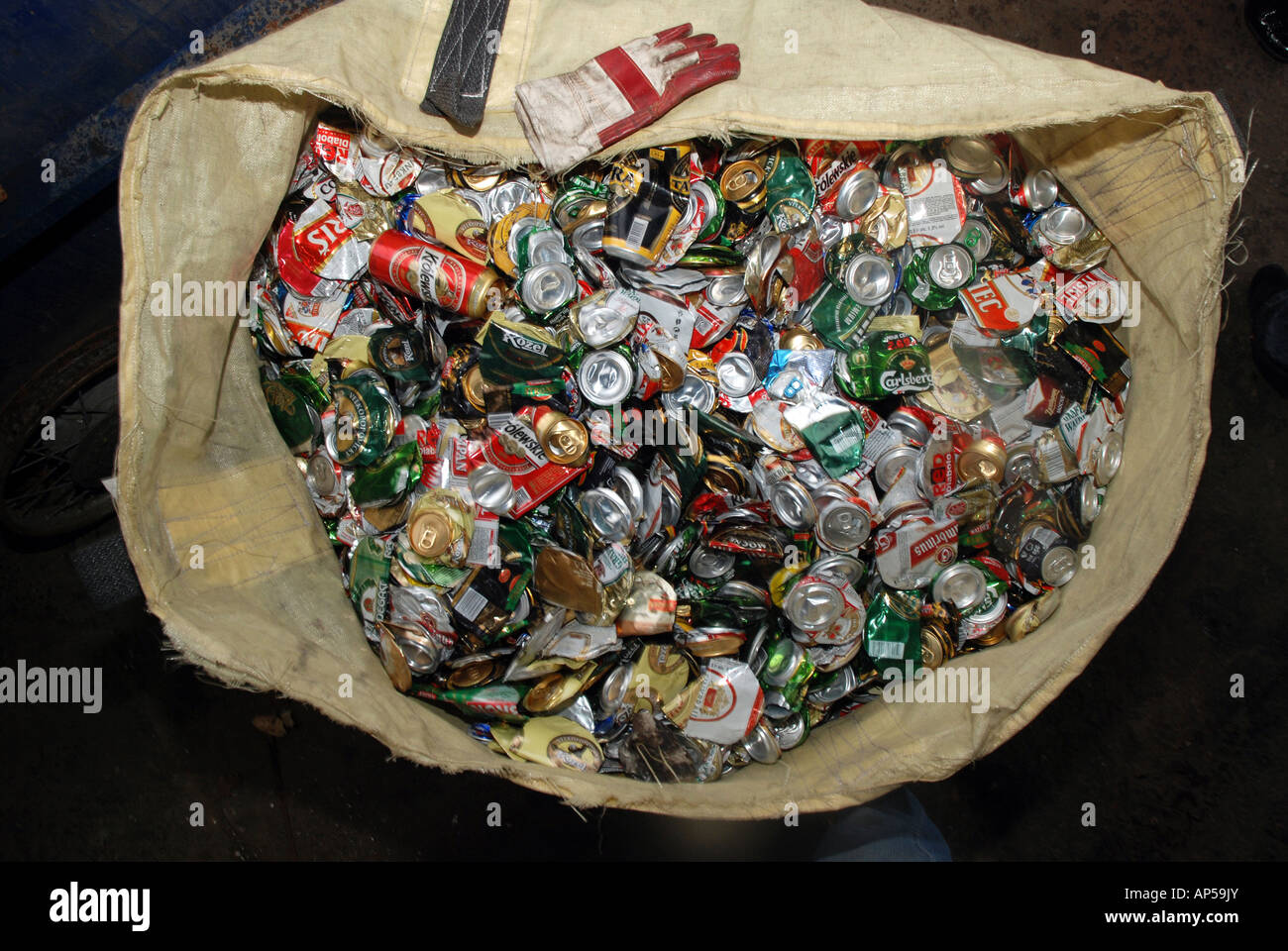 A full bag of cans on junkyard in Warsaw, Poland Stock Photo Alamy