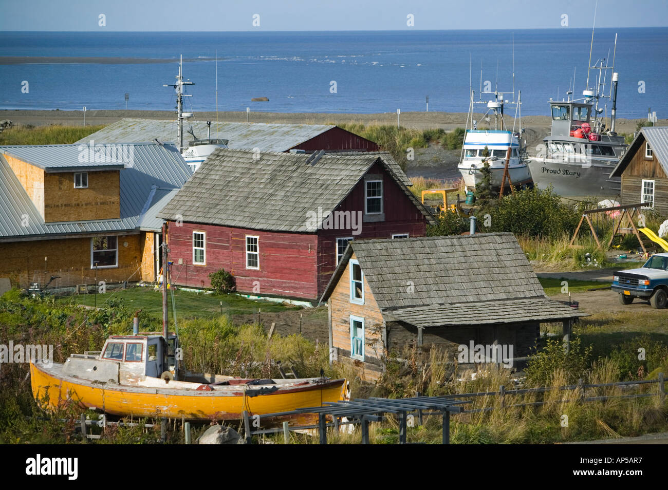 USA, ALASKA, KENAI PENINSULA, NINILCHIK Fishing Village View Stock