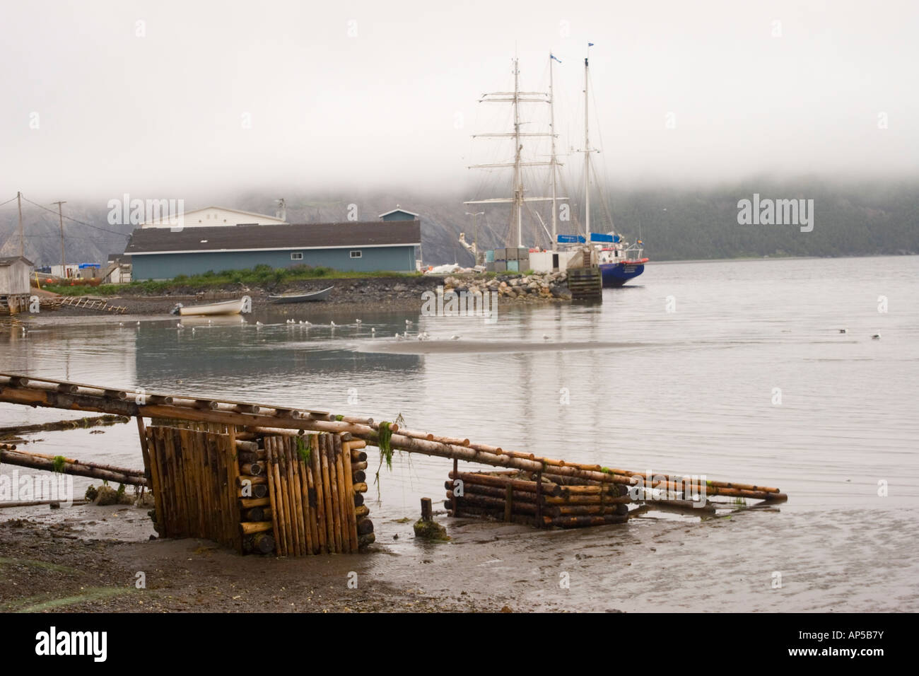 Brig at dockside Cox Cove Bay of Islands Newfoundland Stock Photo Alamy