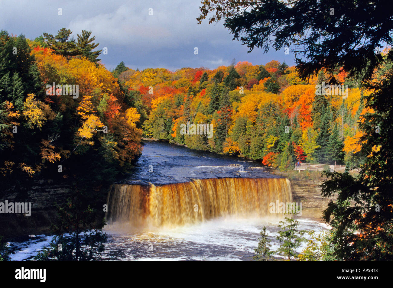 Upper Tahquamenon Falls in UP Michigan in autumn Stock Photo 8960450