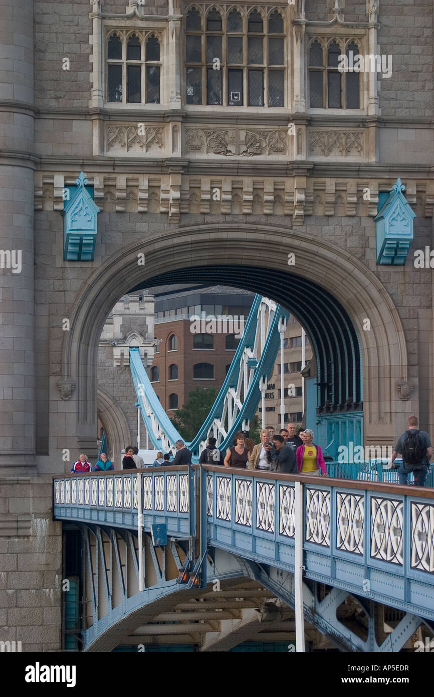 Tourists taking the view from the tower bridge Stock Photo