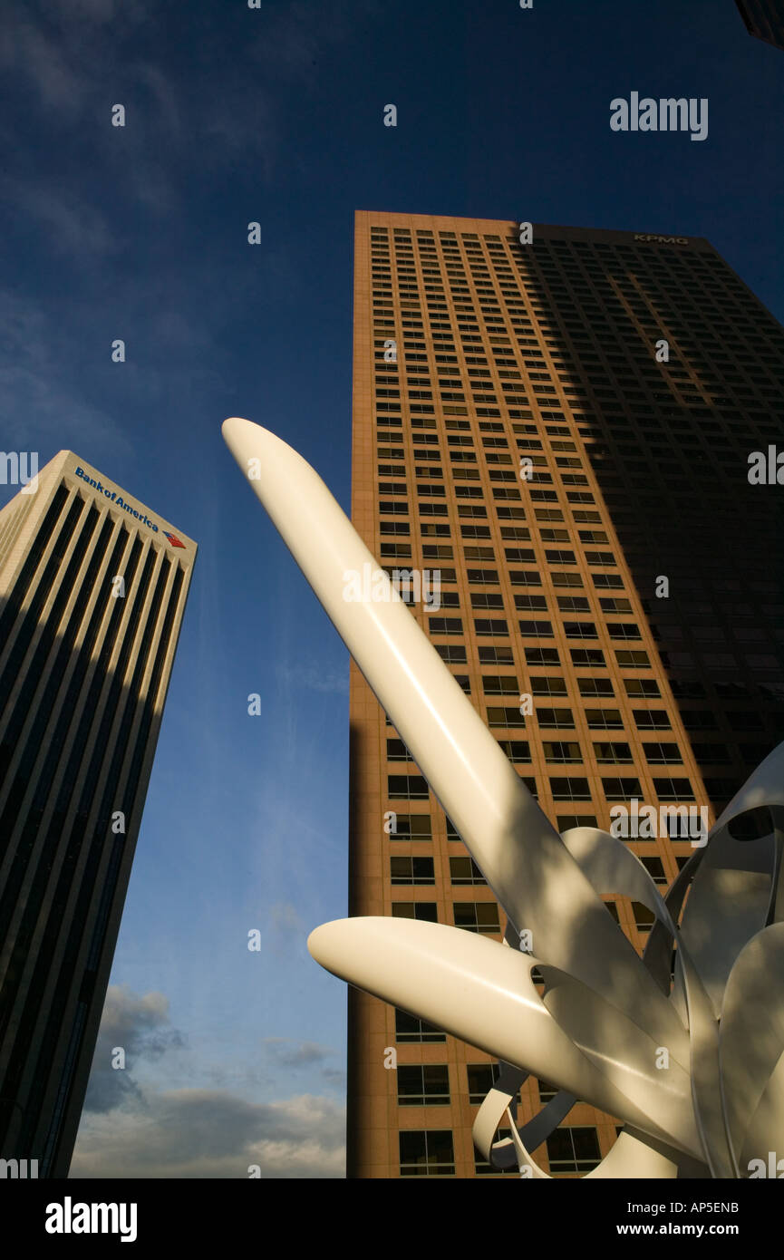 USA, California, Los Angeles, Downtown View of Wells Fargo Center from