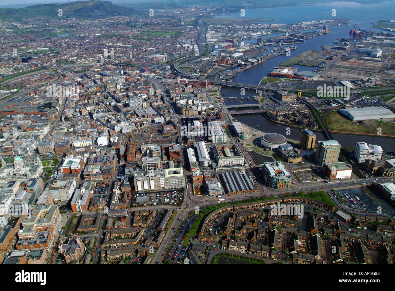 Aerial view Belfast, Northern Ireland Stock Photo